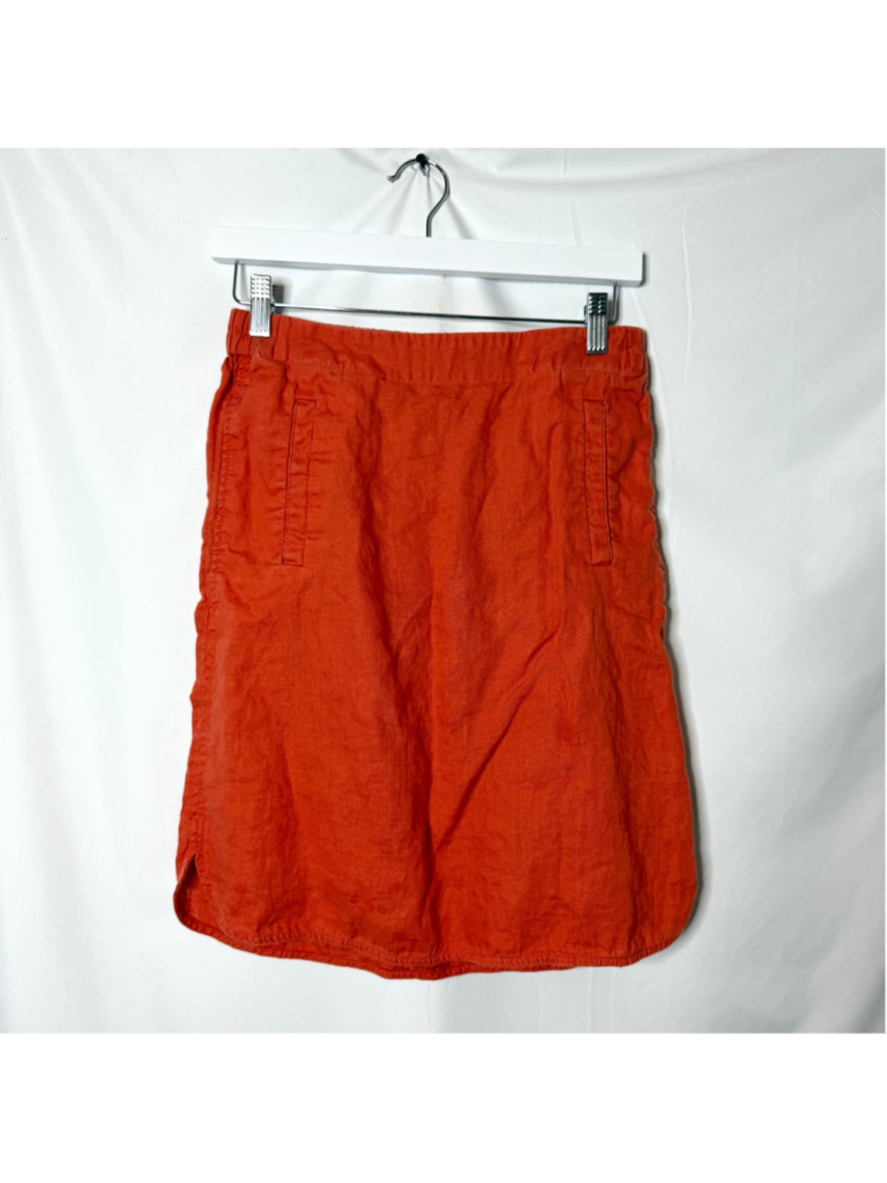 Women's Part Two Rhapsody Relaxed Above Knee Linen Skirt Orange Size 34/ US 2